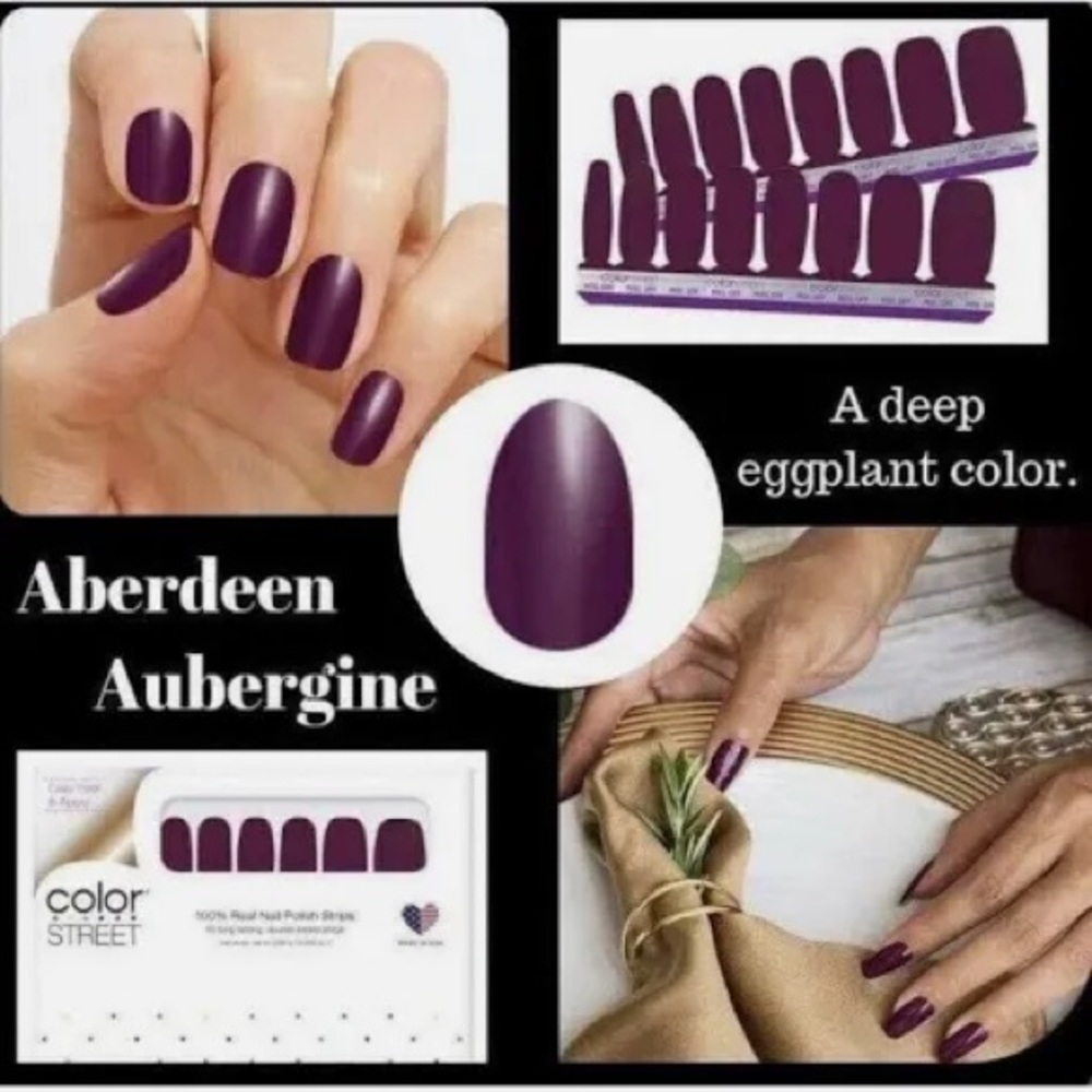 Color Street Aberdeen Aubergine Deep Eggplant Nail Strips